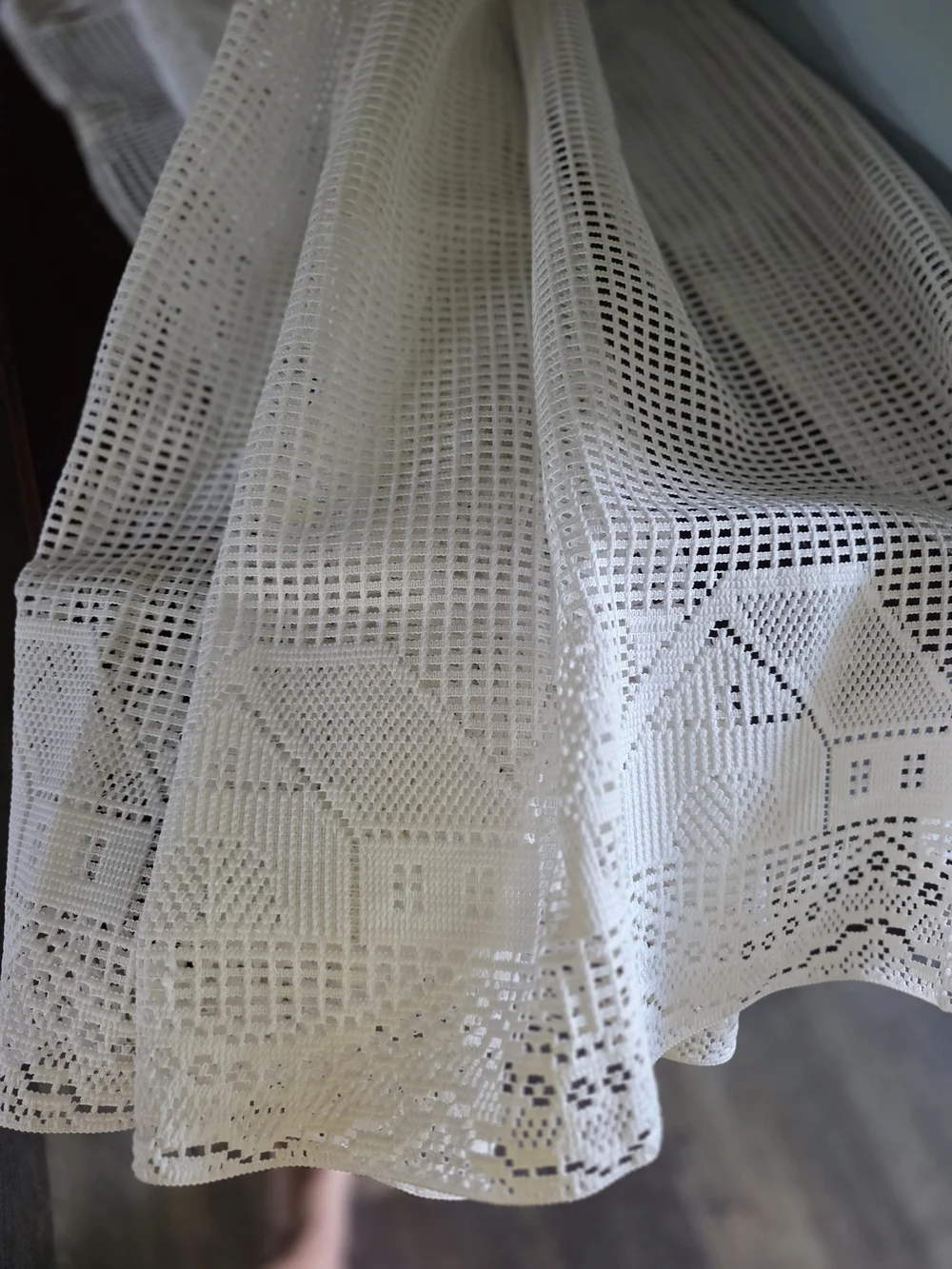 Lace Curtain Panel  House-Pattern Border